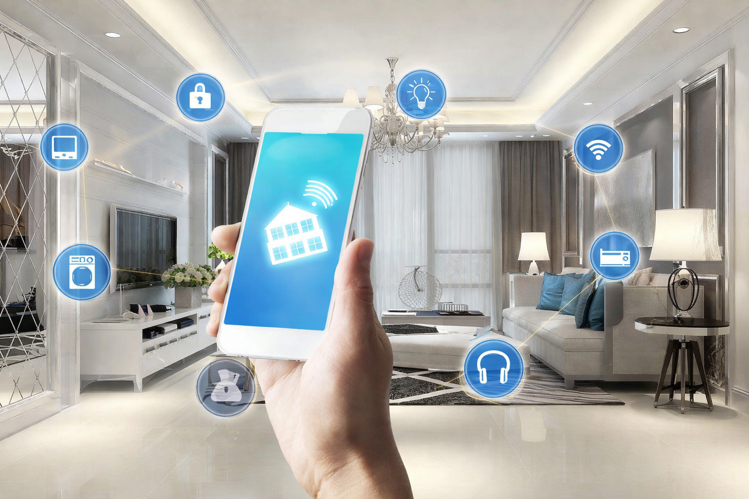 "People enjoying modern tech gadgets including mobile accessories, smart home devices, and lifestyle tools, displayed neatly for online store category image."